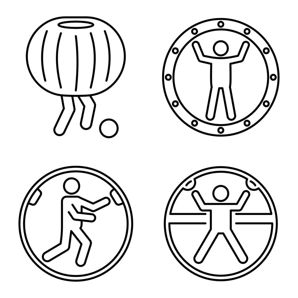 jeu d'icônes d'activité de balle zorb, style de contour vecteur