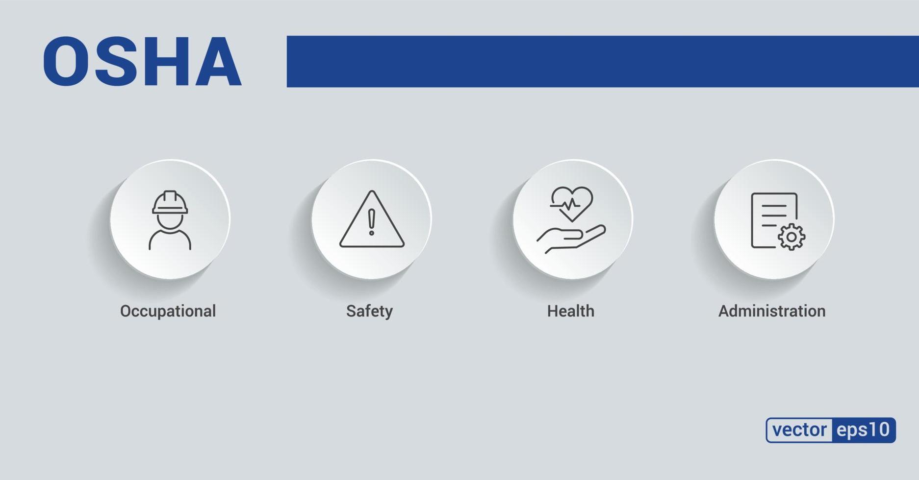 ocha. administration de la sécurité et de la santé au travail. bannière de concept d'illustration vectorielle avec des icônes et des mots-clés. ep 10. vecteur