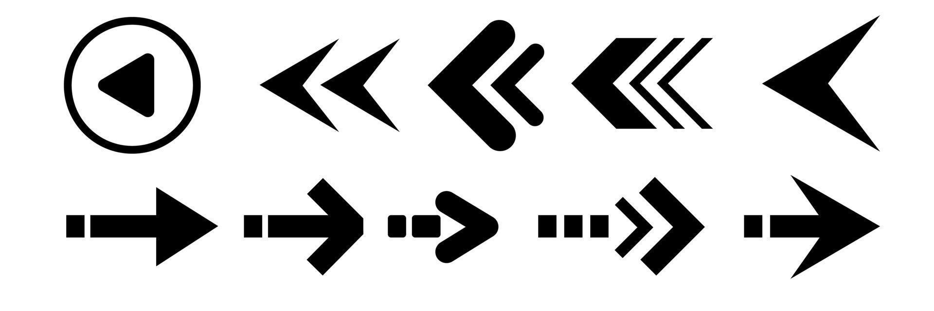 ensemble de flèches vectorielles noires. icônes de flèche. ep 10. vecteur