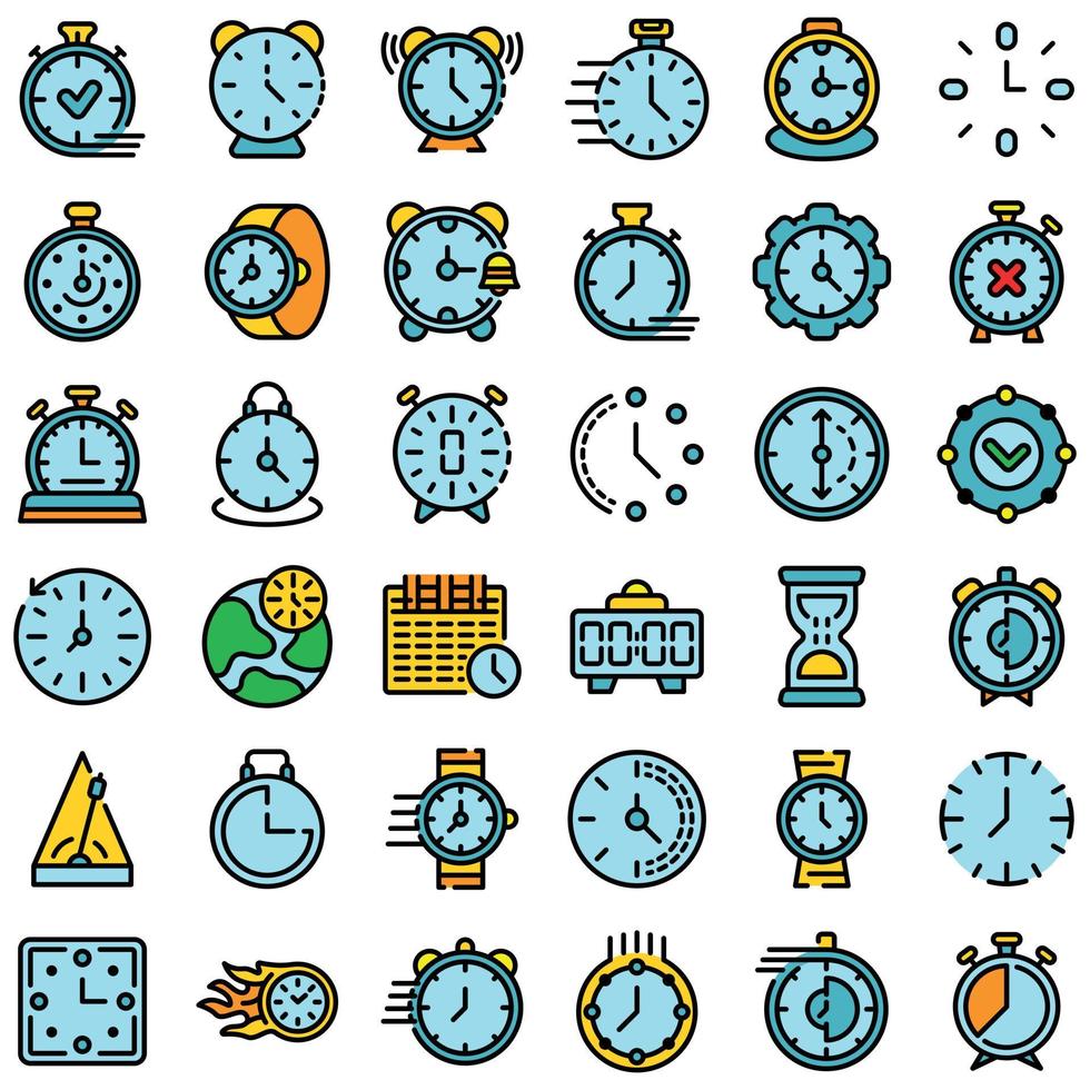 chronomètre icônes définies vecteur plat