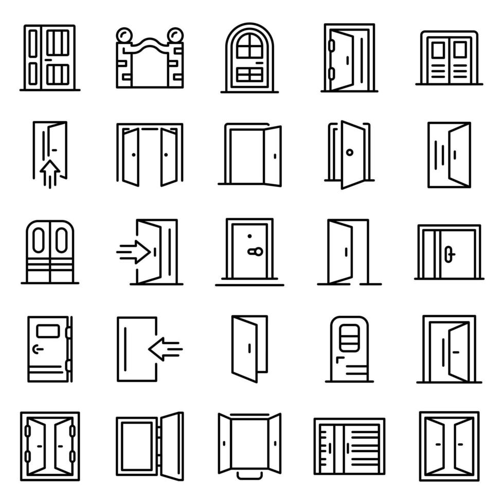 jeu d'icônes d'entrée, style de contour vecteur