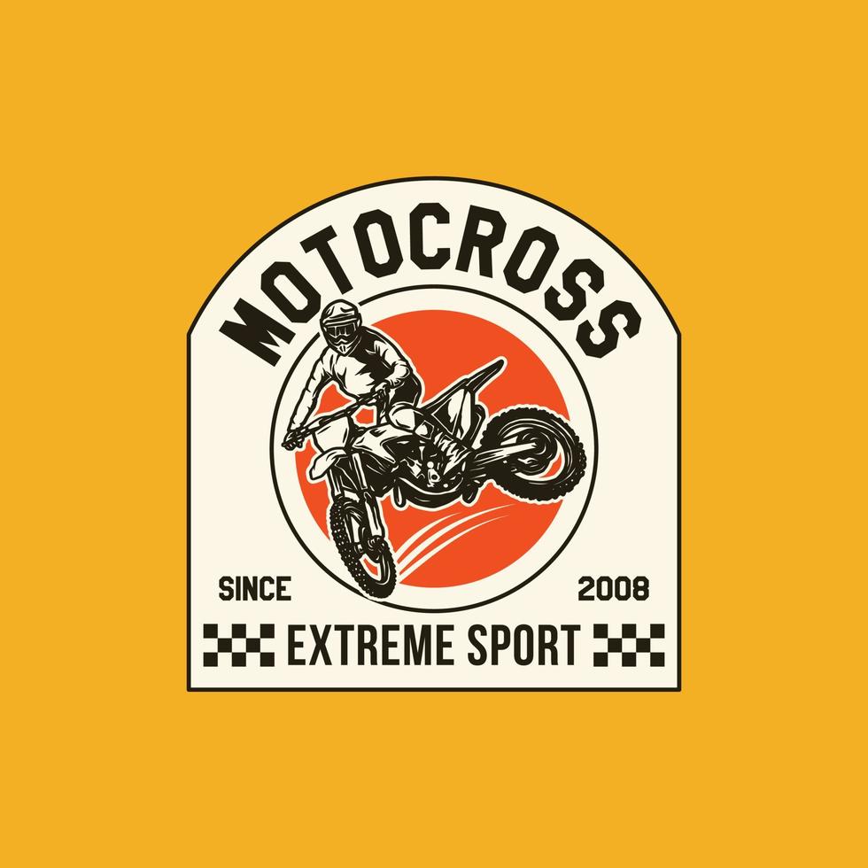 insigne de logo de club d'aventure de motocross dessiné à la main vecteur