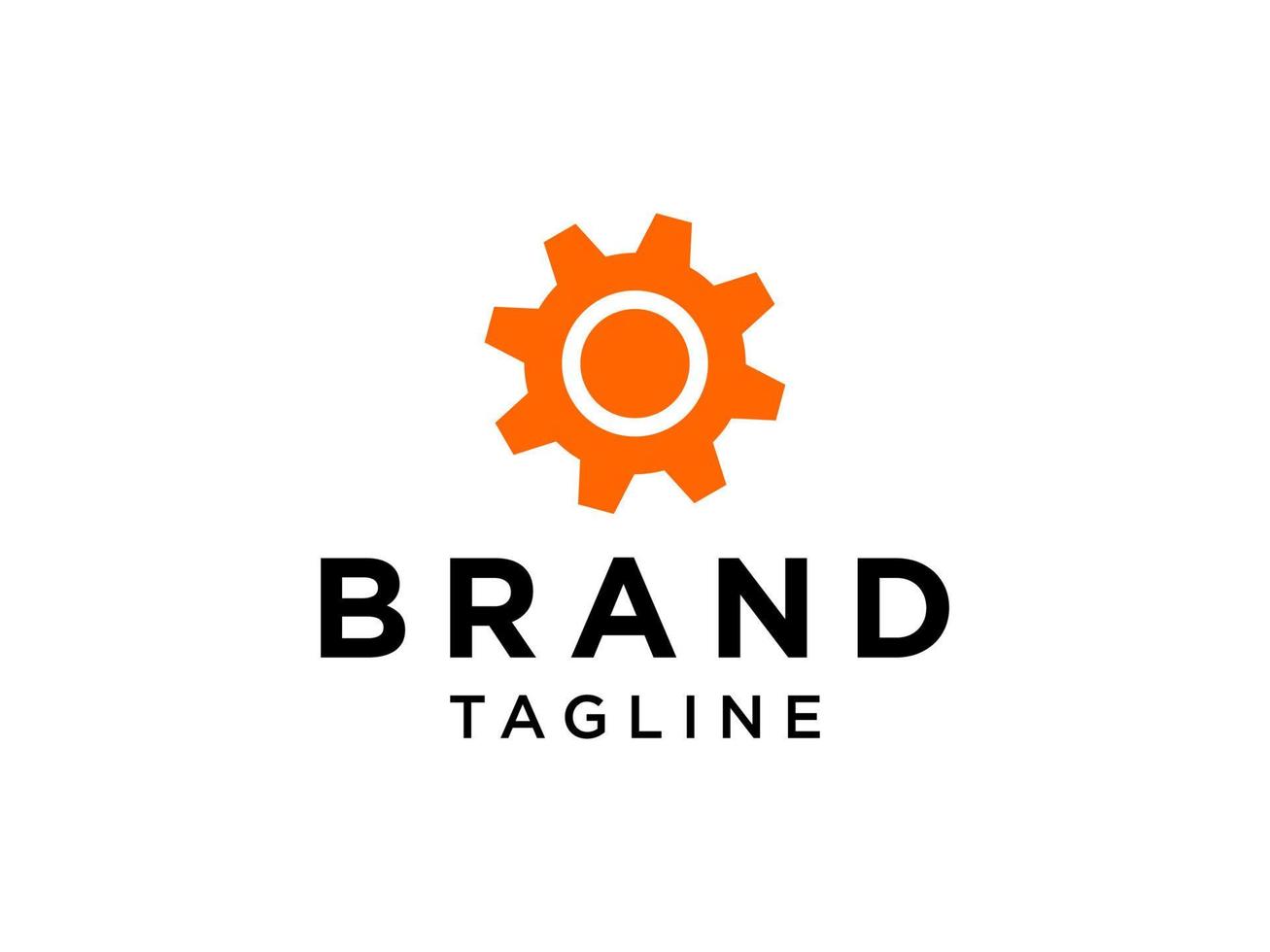 logo de travailleur industriel. symbole d'icône d'engrenage cercle orange à l'intérieur isolé sur fond blanc. éléments de modèle de conception de logo vectoriel plat pour les logos d'entreprise et de technologie.