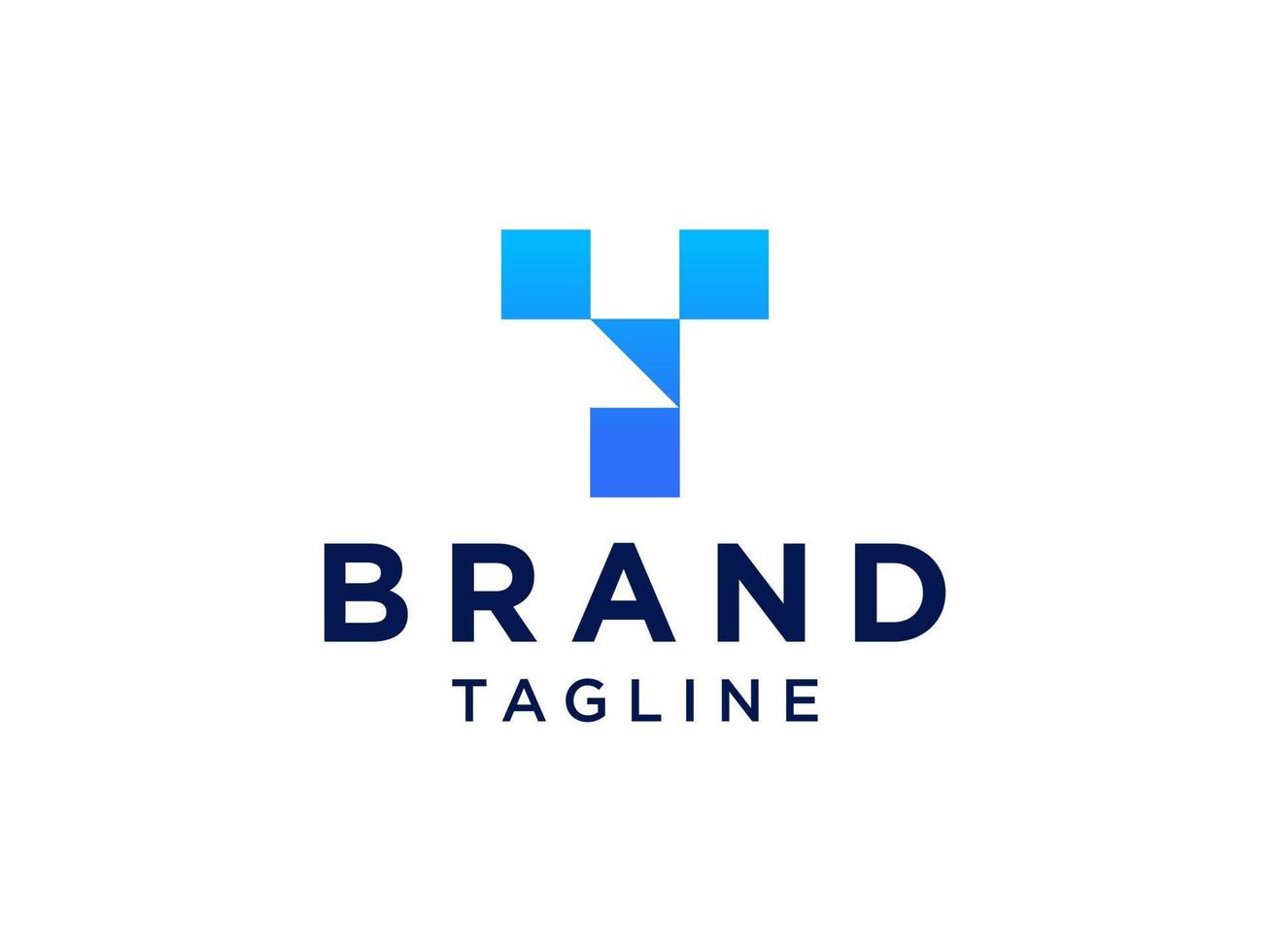 logo de la lettre initiale t. style origami de forme arrondie carré bleu avec ligne isolée sur fond blanc. utilisable pour les logos d'entreprise et de marque. élément de modèle de conception de logo vectoriel plat.