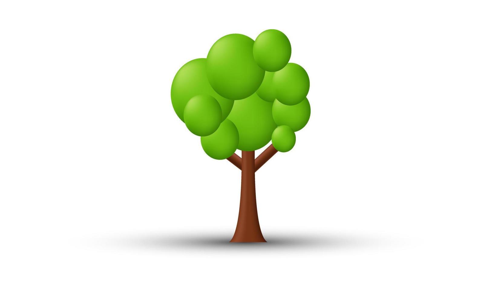 icône de concept d'écologie verte arbre 3d unique isolée sur vecteur