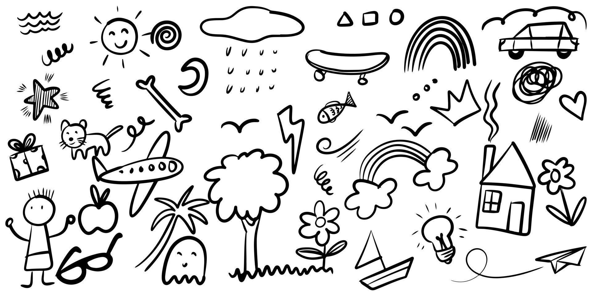 doodle mignon dessiné à la main pour enfant sur fond blanc. illustration vectorielle. vecteur