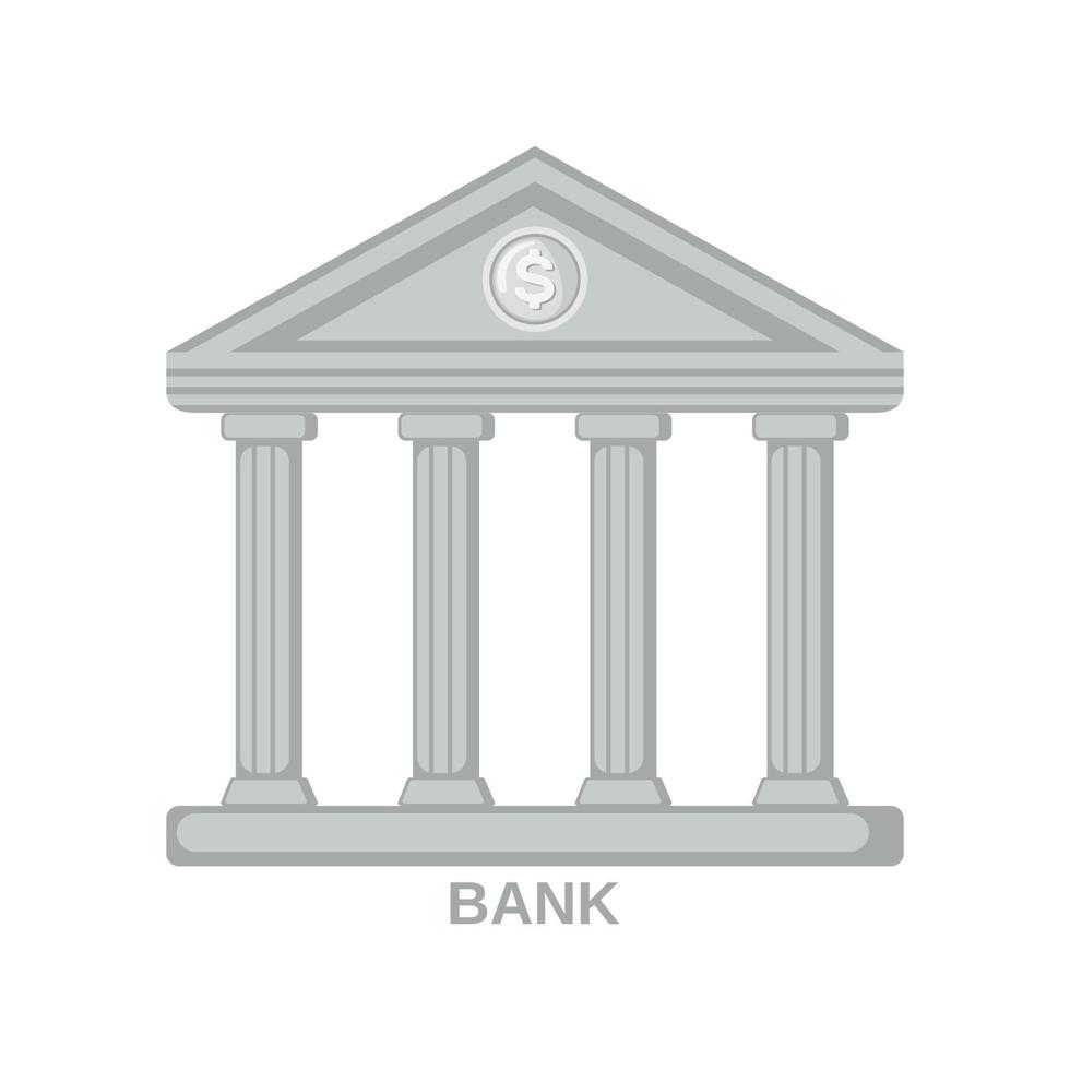 icône de la banque dans un style plat isolé sur fond blanc. illustration vectorielle. vecteur