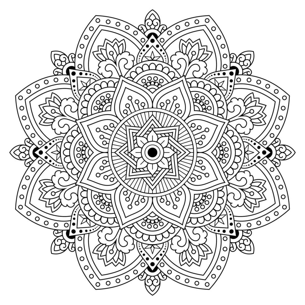 conceptions de modèle d'illustration vectorielle de mandala. tatouage, islam, arabe, indien. motif floral minimal. page de livre de coloriage. vecteur