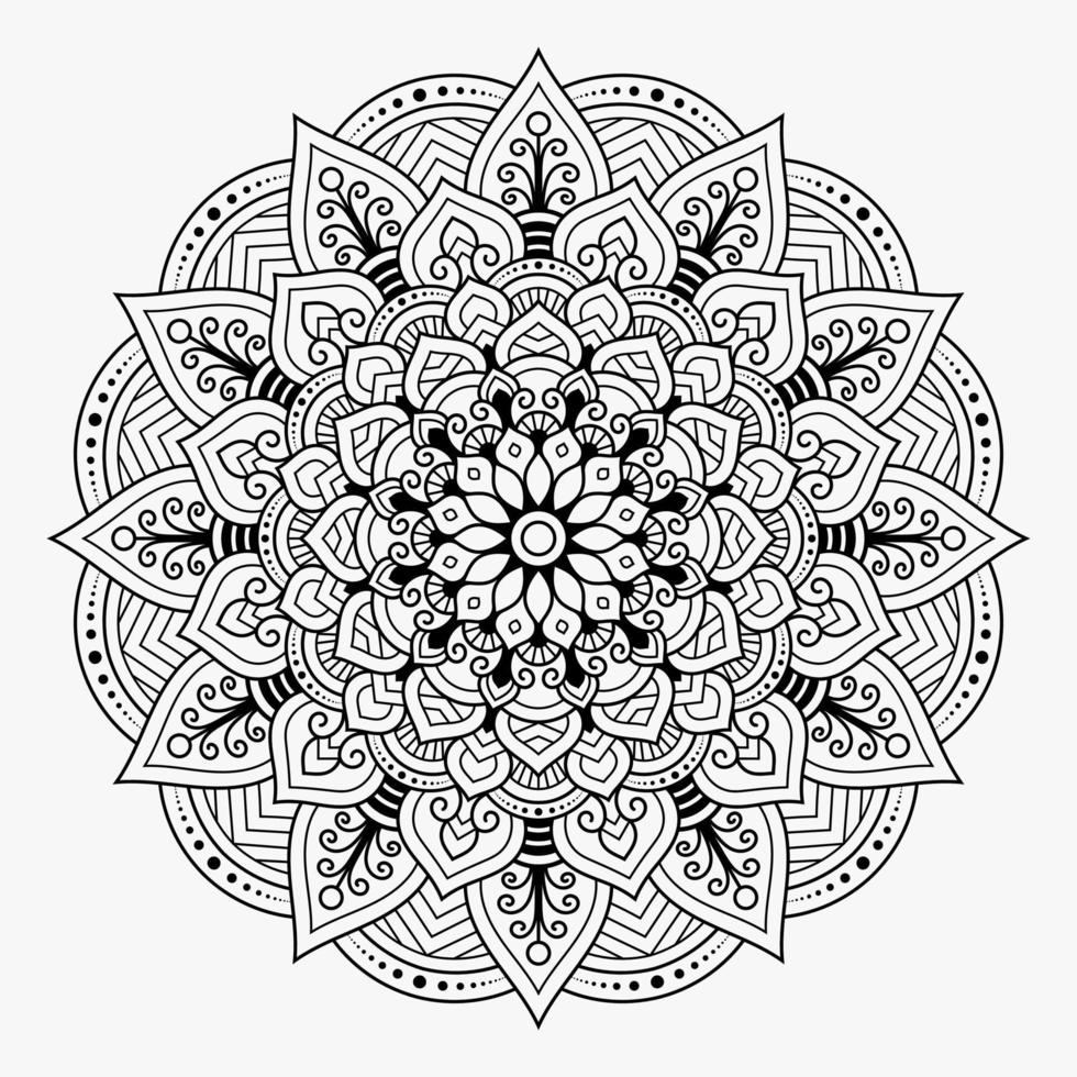 conceptions de modèle d'illustration vectorielle de mandala. tatouage, islam, arabe, indien. motif floral minimal. page de livre de coloriage. vecteur