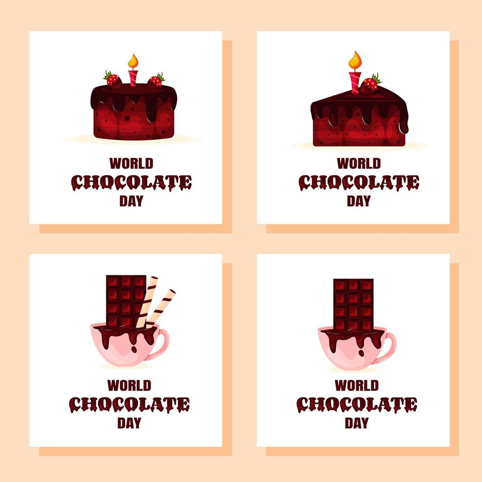 ensemble de cartes de voeux pour la journée mondiale du chocolat vecteur