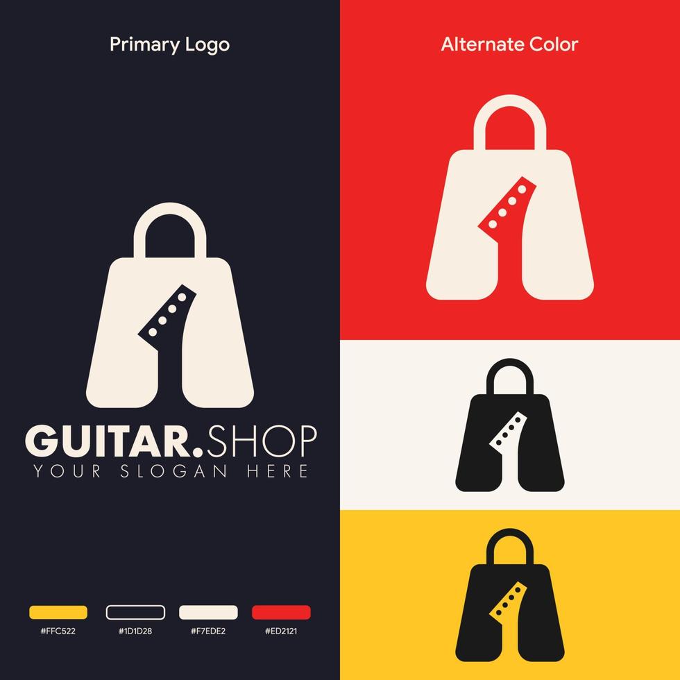 création de logo de sac shopping guitare minimaliste simple vecteur
