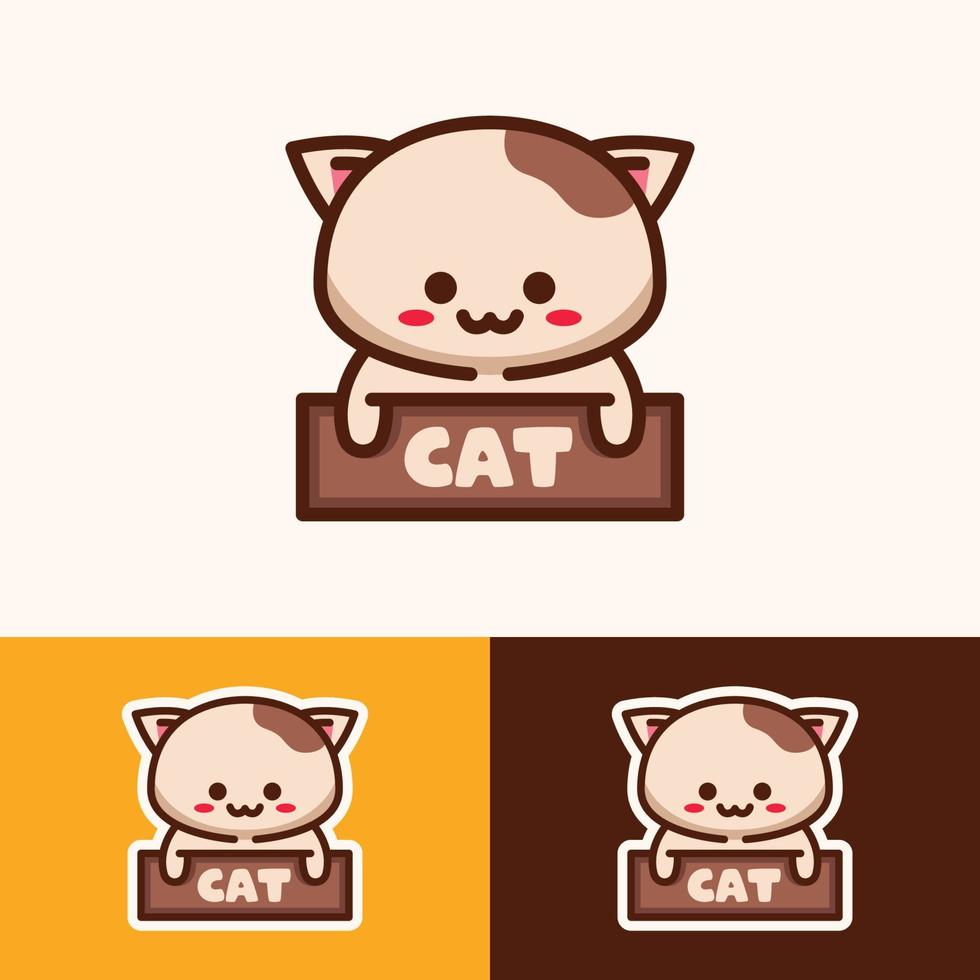 création de logo de nom de chat animal mignon vecteur