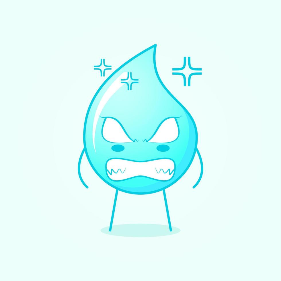 dessin animé mignon de l'eau avec une expression de colère et des yeux exorbités. Bleu et blanc. adapté aux logos, icônes, symboles ou mascottes vecteur