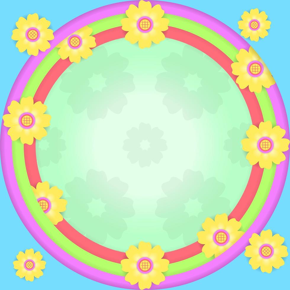 cadre circulaire avec pétales de fleurs. pastel, coloré, papier découpé et style créatif. adapté à l'arrière-plan, à la page de destination, à l'espace de copie ou au dépliant vecteur