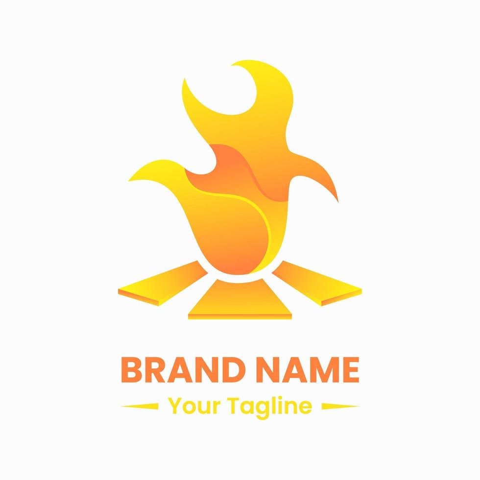 logo de feu de joie avec un style moderne. dégradé, orange, élégant et propre. adapté aux logos, icônes, symboles et signes vecteur
