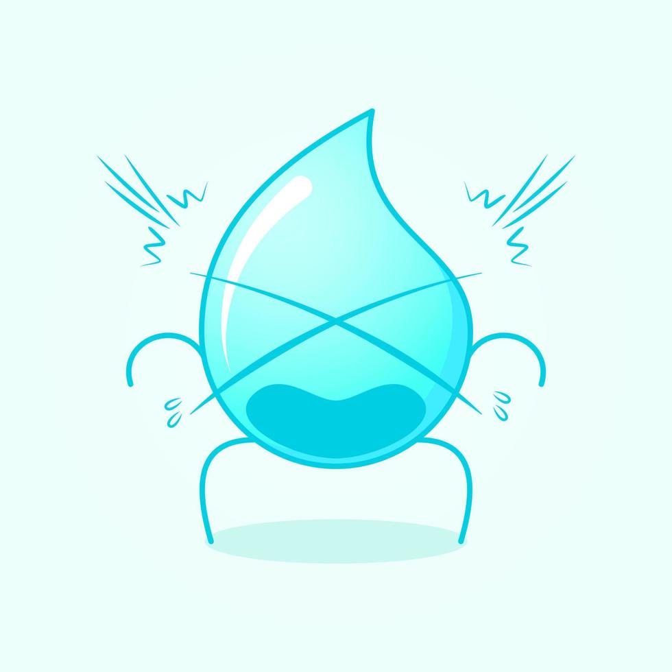 dessin animé mignon de l'eau avec une expression choquée et la bouche ouverte. adapté aux logos, icônes, symboles ou mascottes. Bleu et blanc vecteur