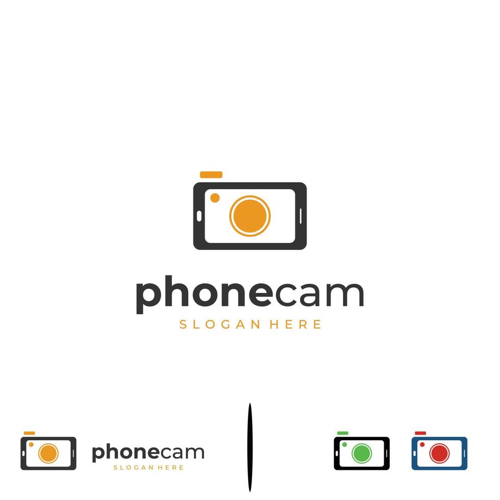 élément graphique de conception de logo de caméra de téléphone, icône de logo de caméra, objectif de caméra combiné avec le concept de logo de téléphone vecteur