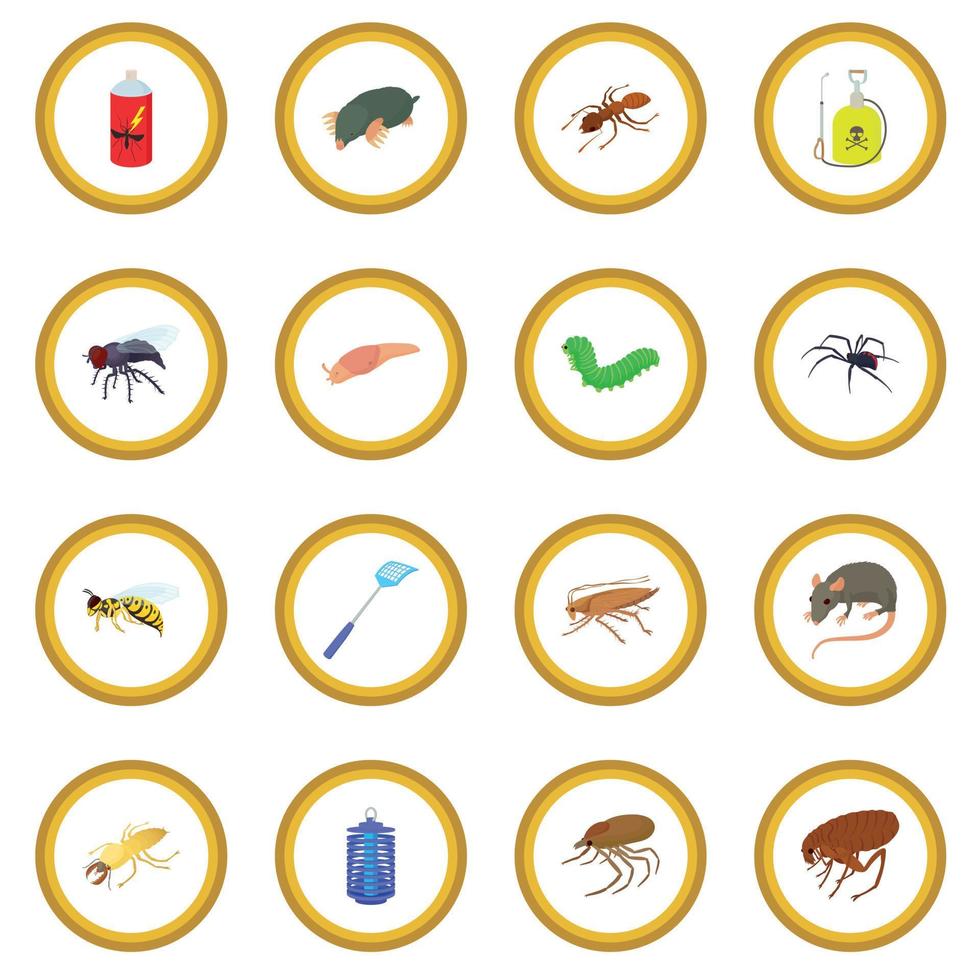 cercle d'icônes d'insectes vecteur