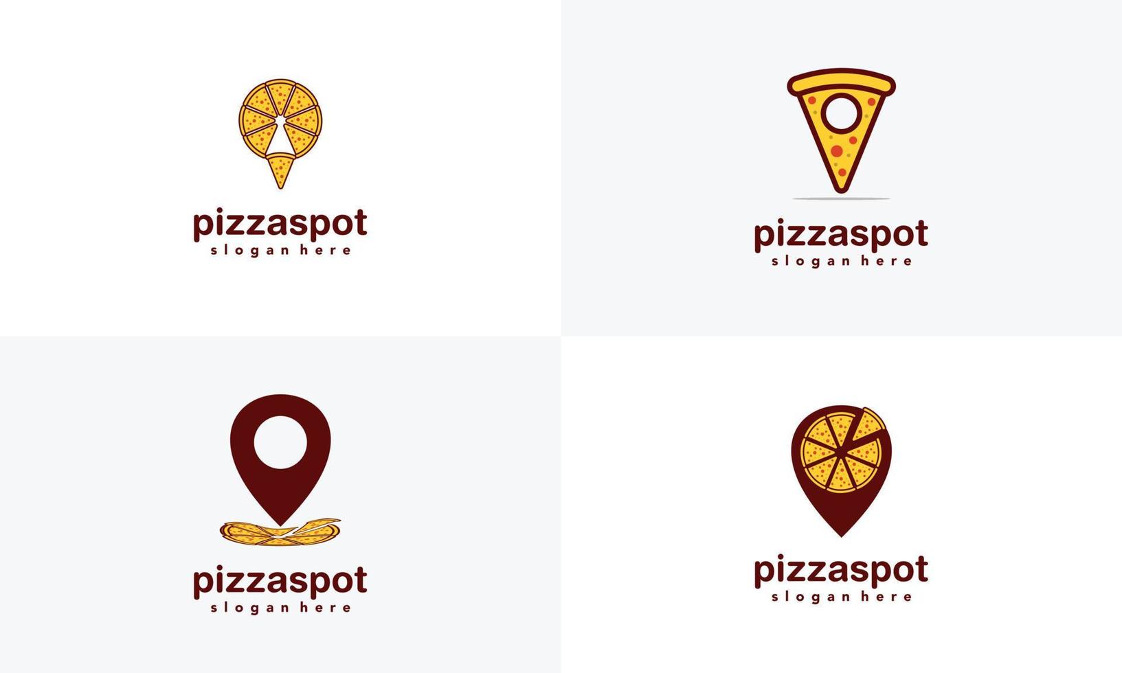 ensemble de conception de logo de point de pizza sur fond isolé, modèle d'icône de logo de pizzeria place vecteur