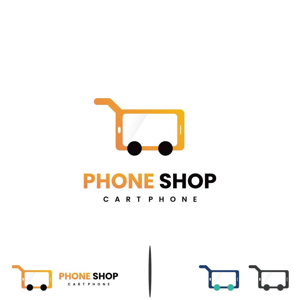 concept moderne de conception de logo de magasin de téléphone, icône de logo de magasin de téléphone. téléphone avec logo panier vecteur