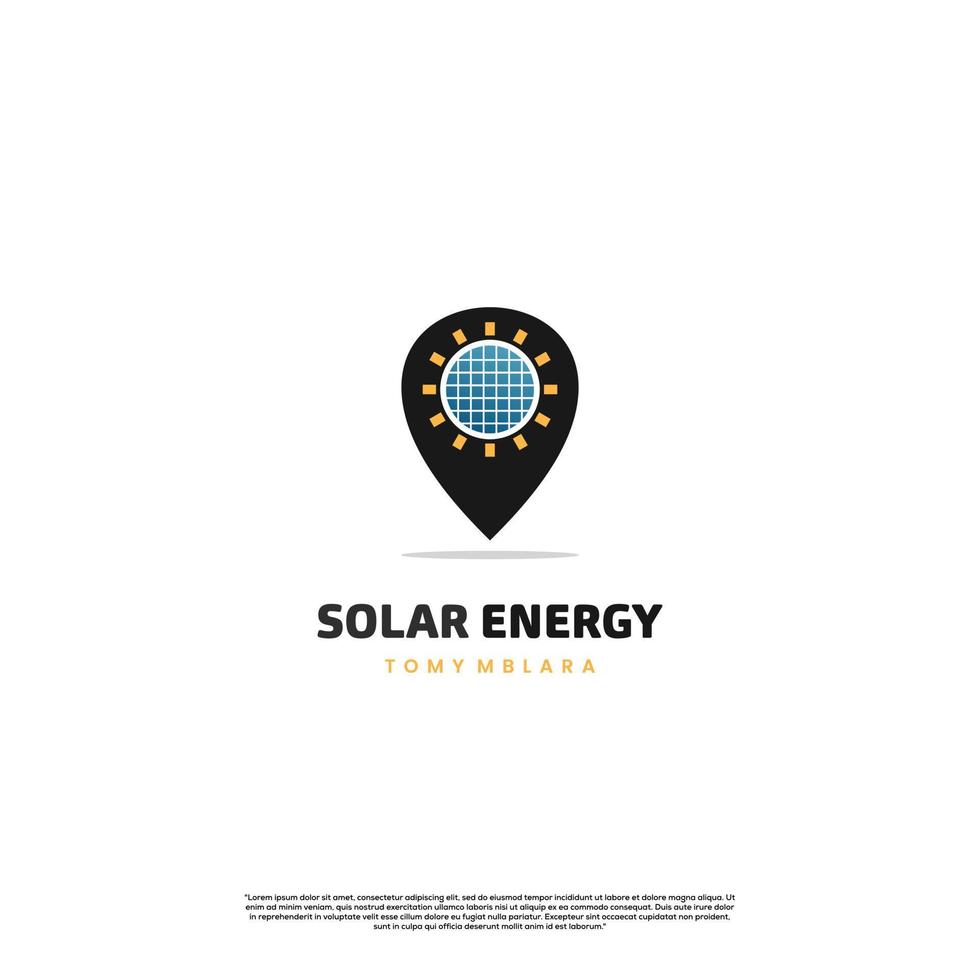 soleil avec logo de carte de pointeur, concept moderne de conception de logo d'énergie solaire vecteur