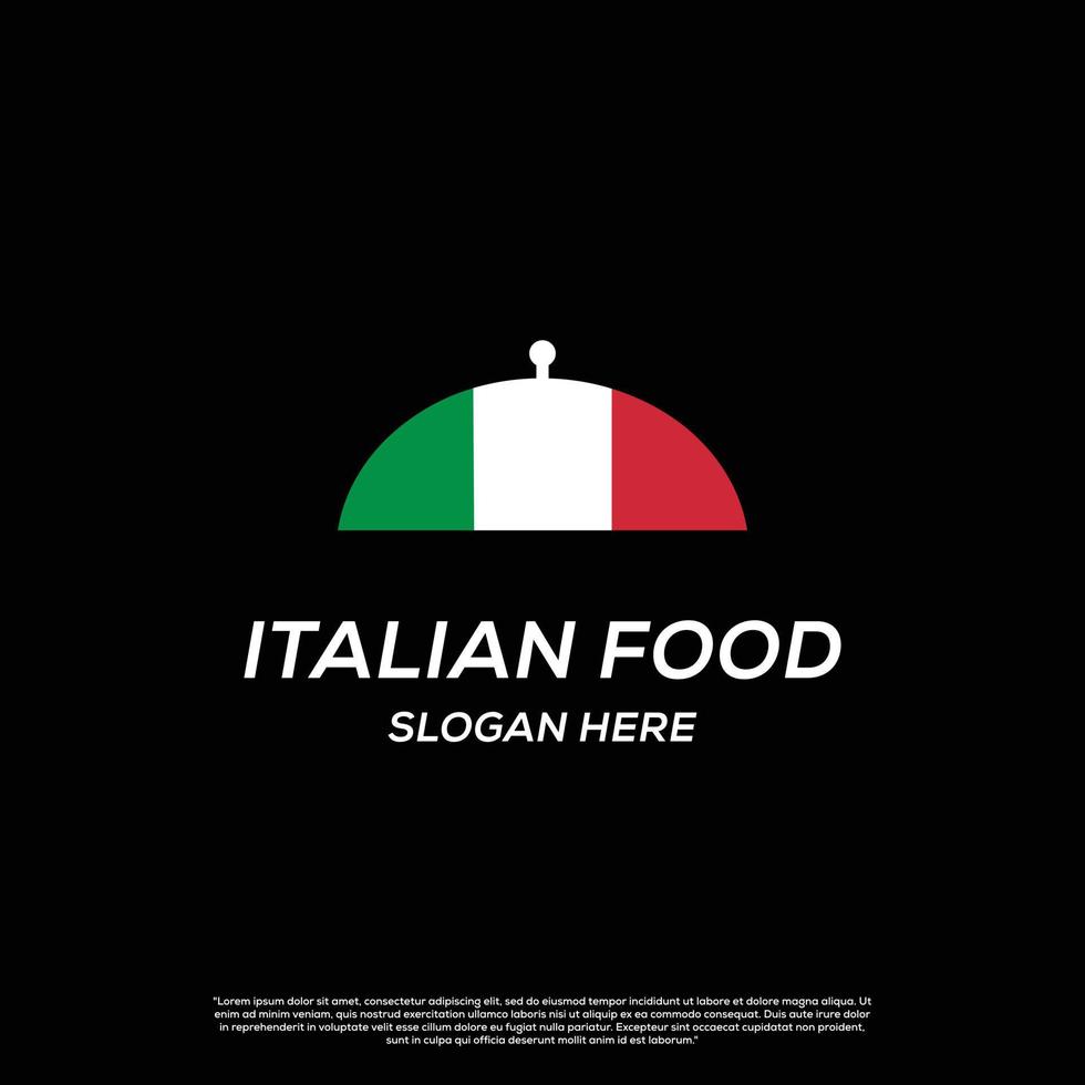 illustration de conception de logo de cuisine italienne, modèle d'icône de conception de logo de restaurant italien vecteur