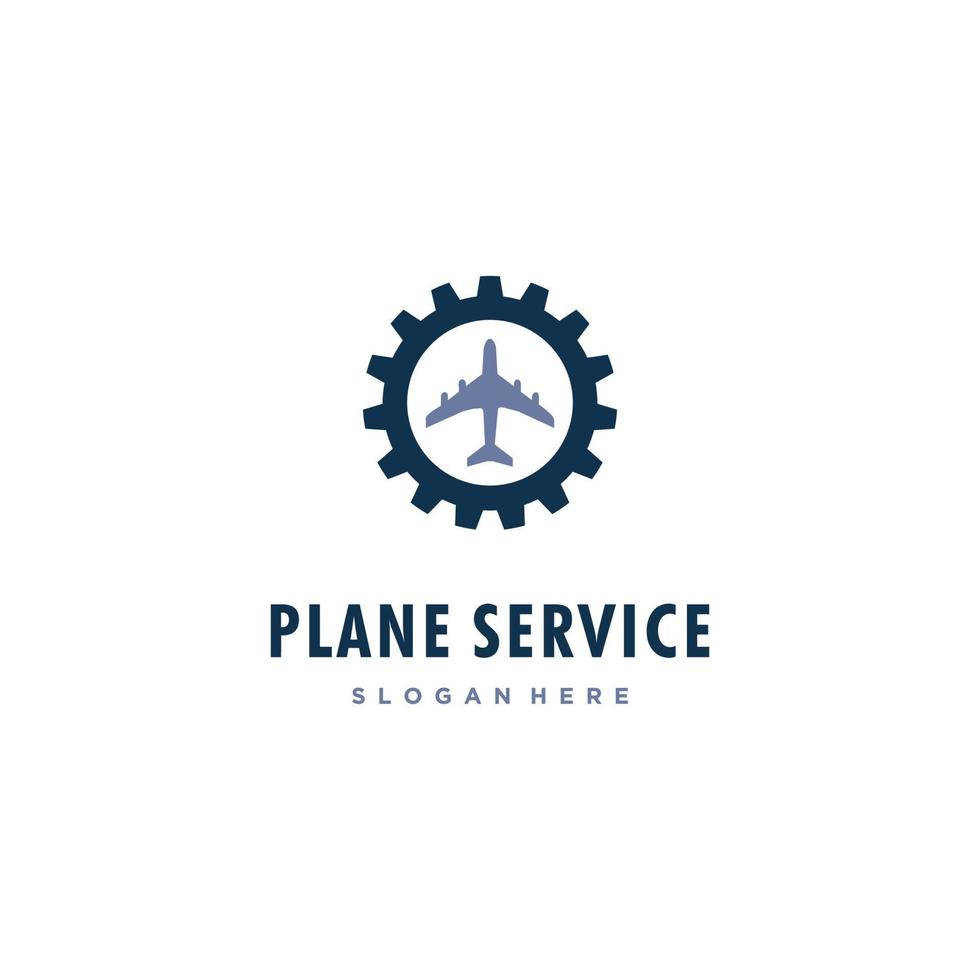 avion avec création de logo d'engrenage pour avion de service. création de logo de correction d'avion vecteur