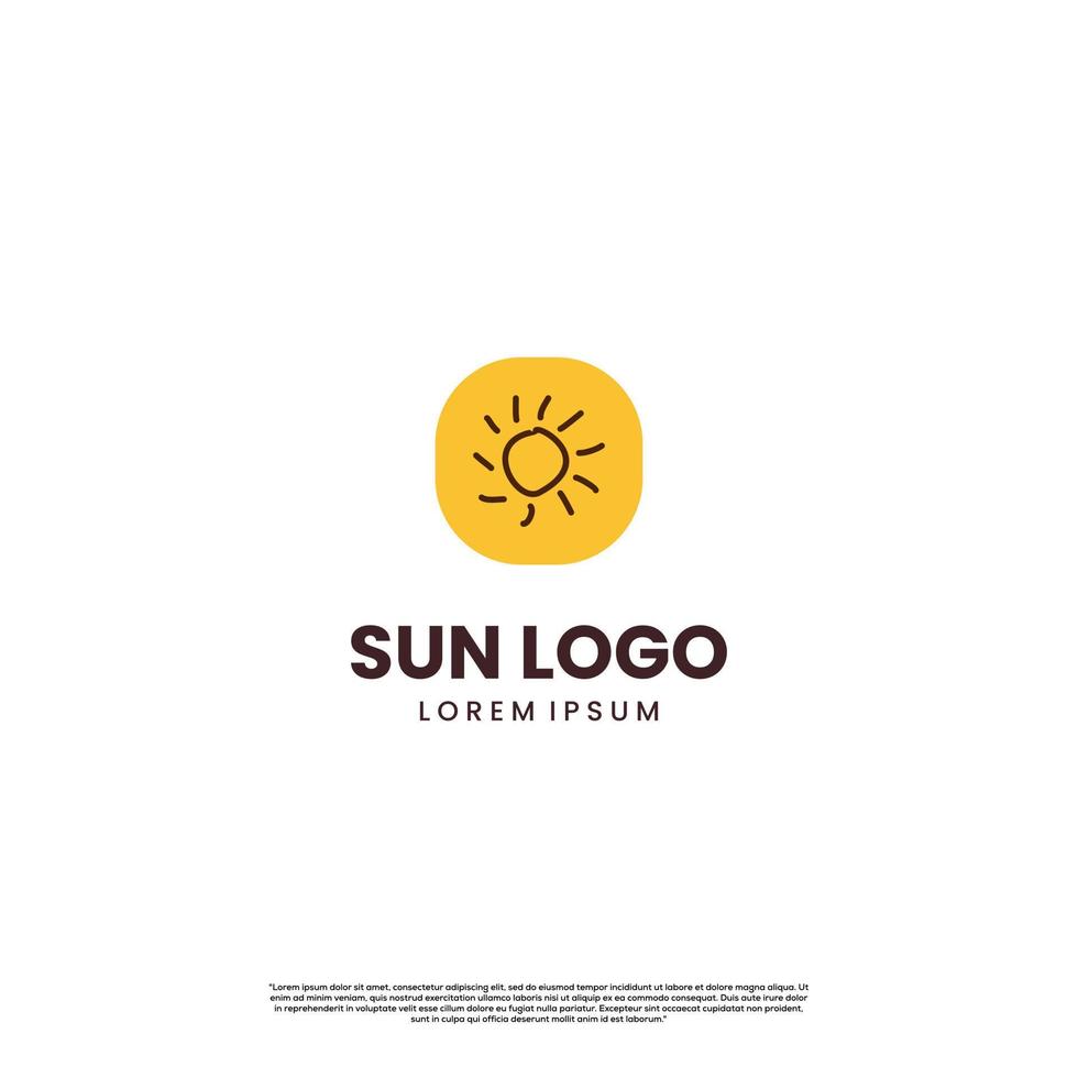 création de logo soleil dessiné main dessin animé simple sur fond isolé vecteur