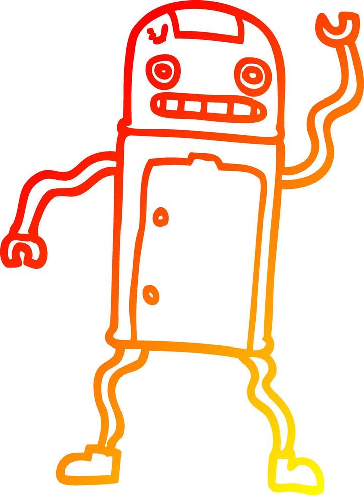 robot de dessin animé de dessin de ligne de gradient chaud vecteur