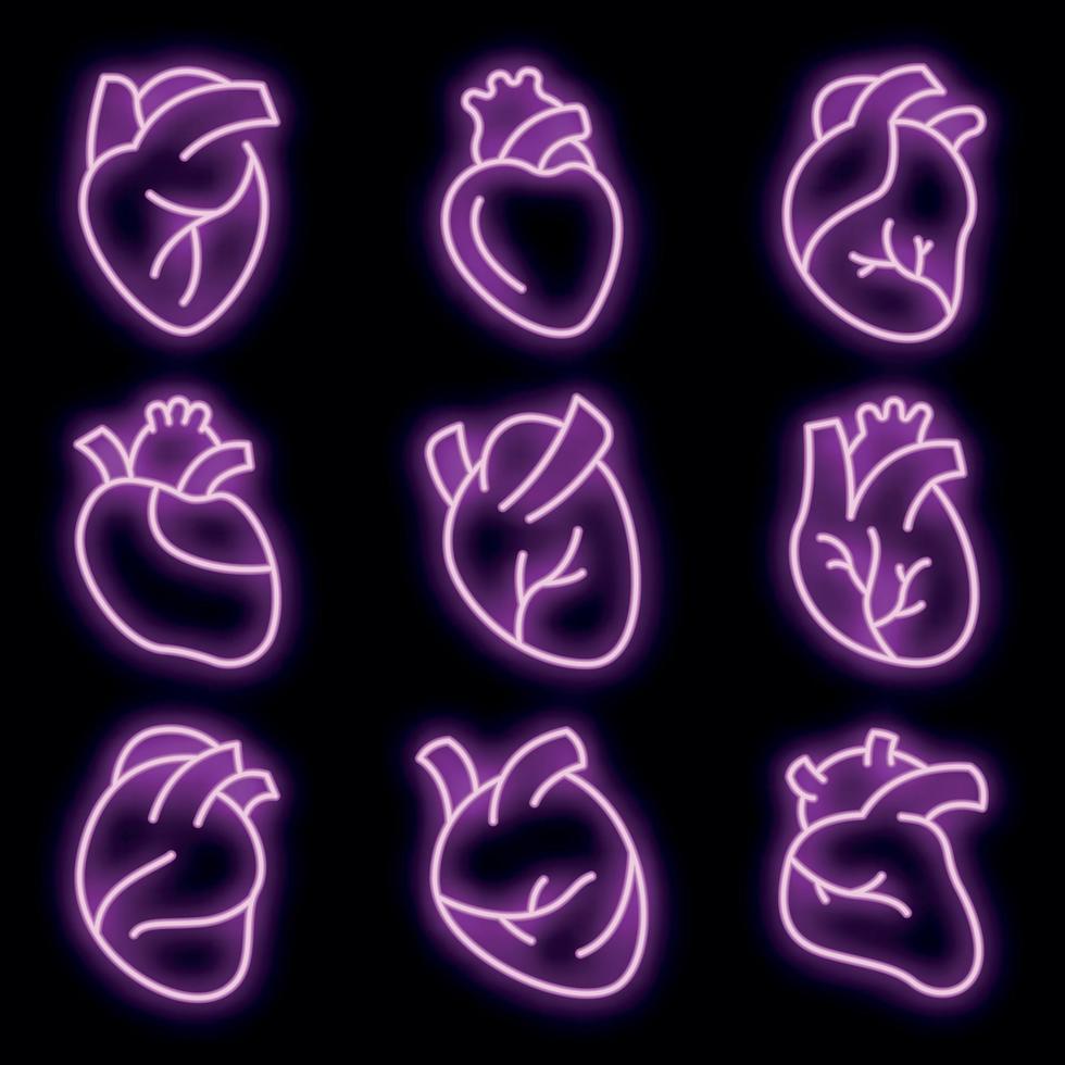 coeur humain, icônes, ensemble, vecteur, néon vecteur