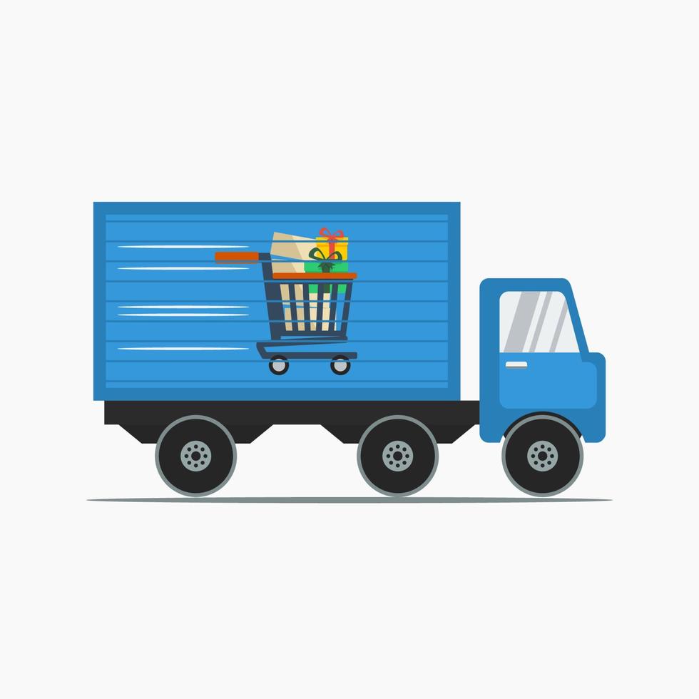 vecteur modifiable d'illustration de camion d'expédition dans un style plat comme élément supplémentaire à des fins de marketing de boutique en ligne