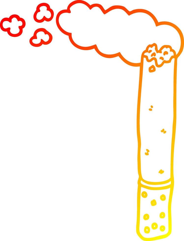 ligne de gradient chaud dessinant une cigarette de dessin animé vecteur