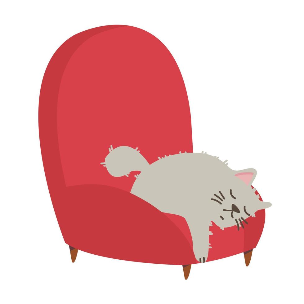 chat dort sur le canapé dessin animé vecteur