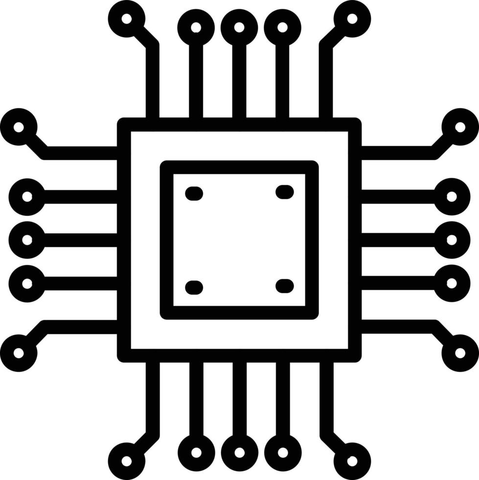 icône de ligne de vecteur de micropuce