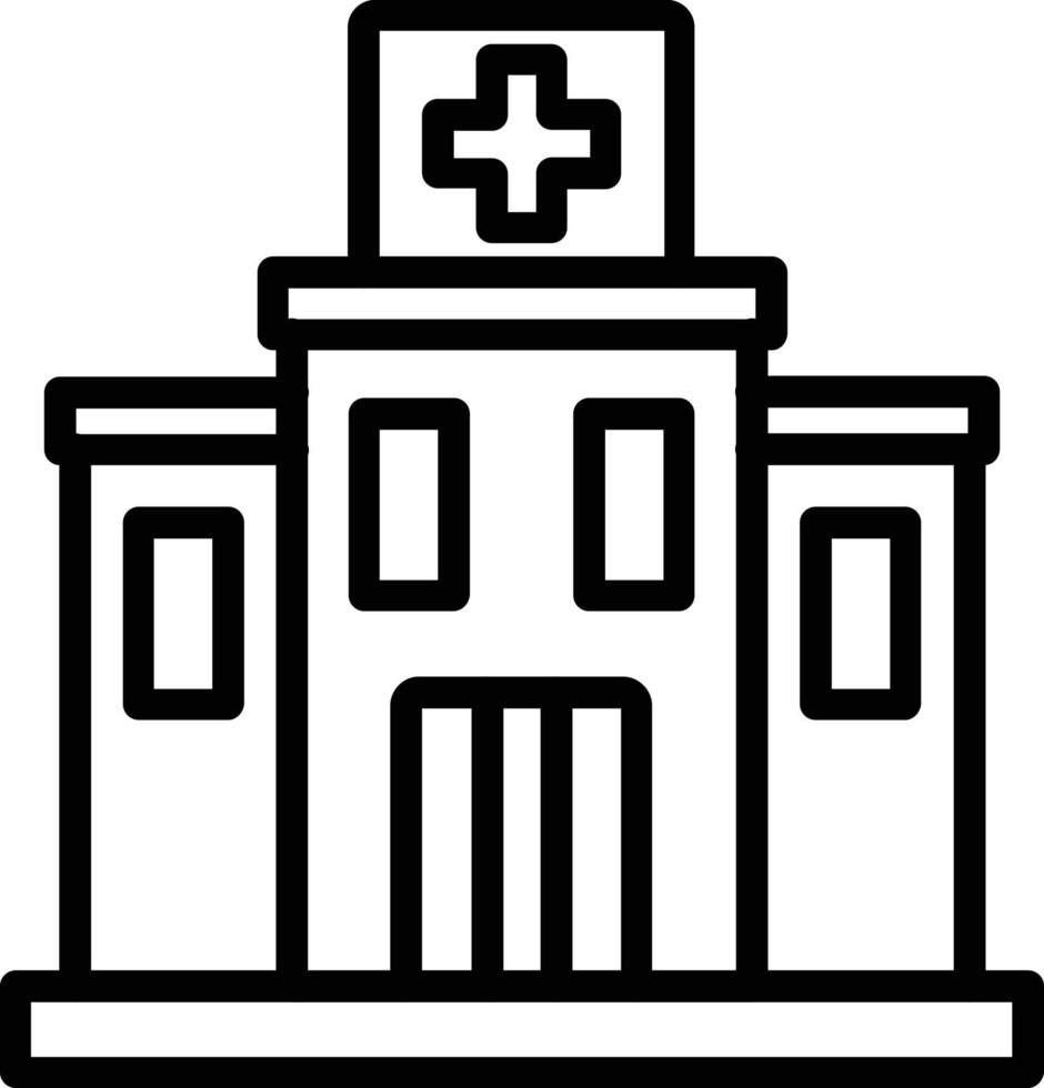 icône de ligne vectorielle de bâtiment d'hôpital vecteur