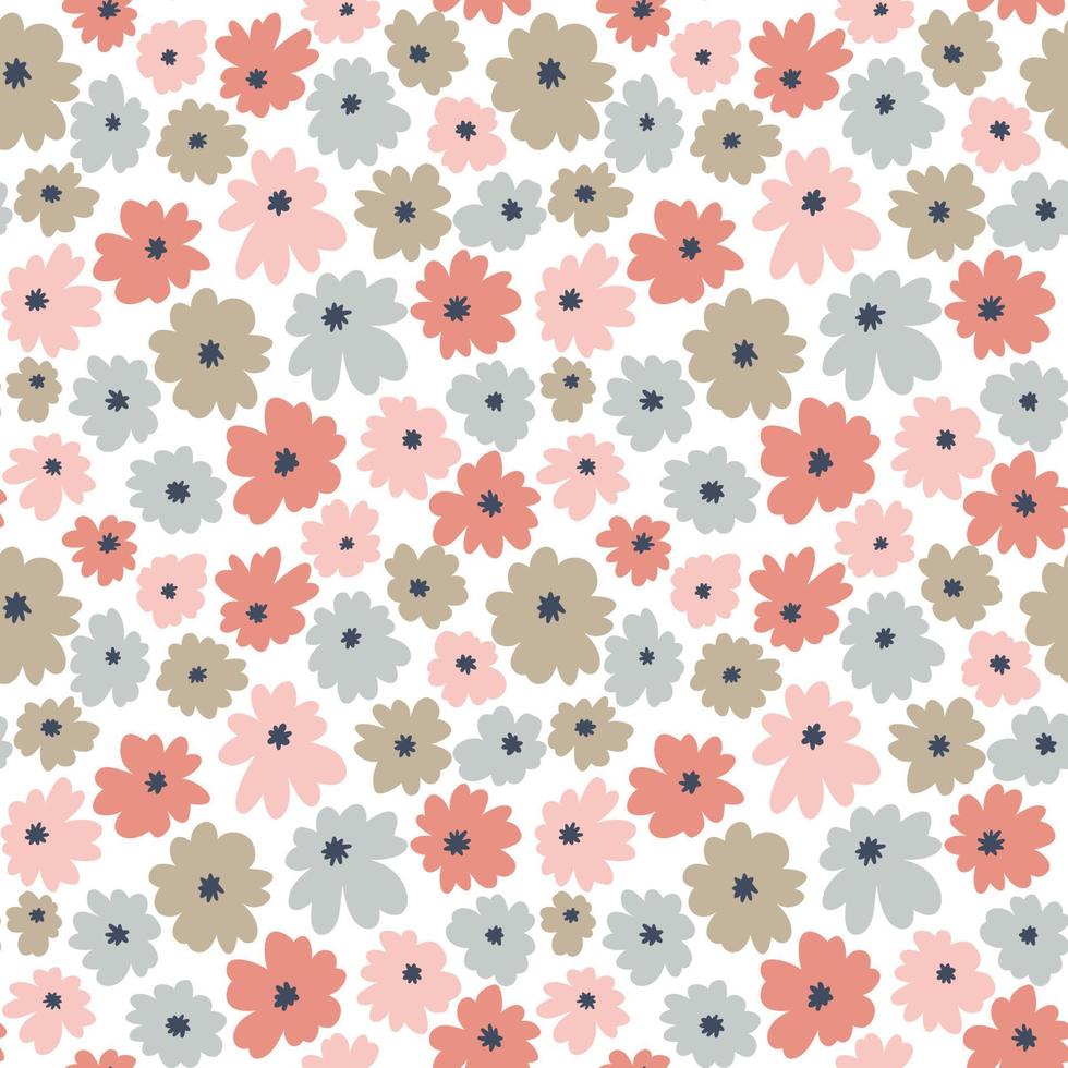 motif floral sans couture dans un style doodle avec des fleurs. impression couleur pastel. fond d'écran vectoriel. vecteur