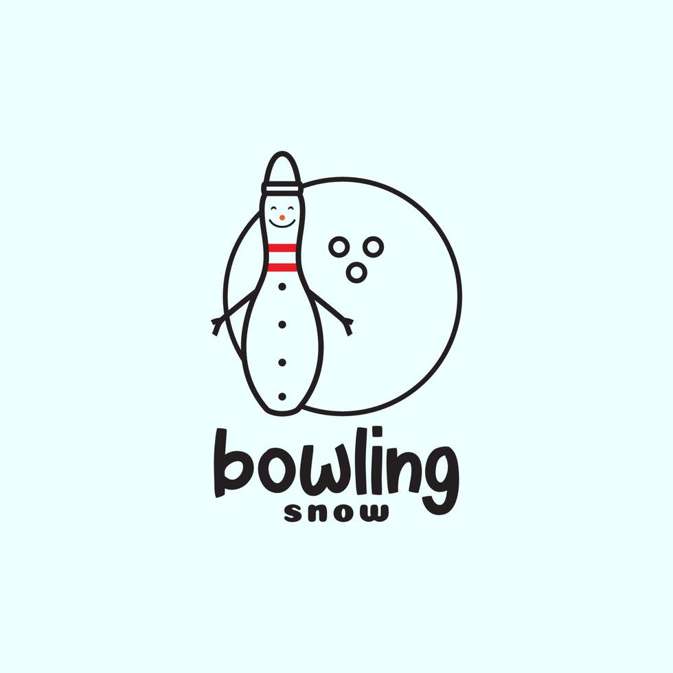 bonhomme de neige avec boule bowling logo design vecteur symbole graphique icône illustration idée créative