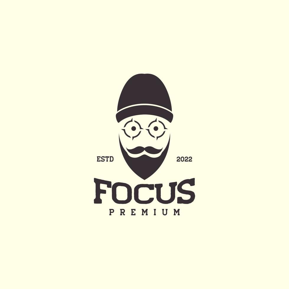 visage homme avec barbe focus yeux logo design graphique vectoriel symbole icône illustration idée créative