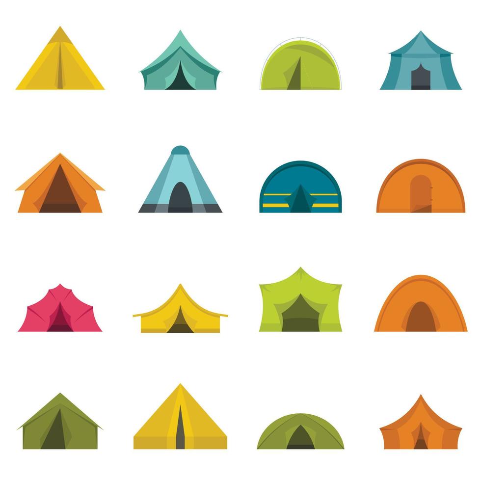 icônes de formes de tente définies dans un style plat vecteur