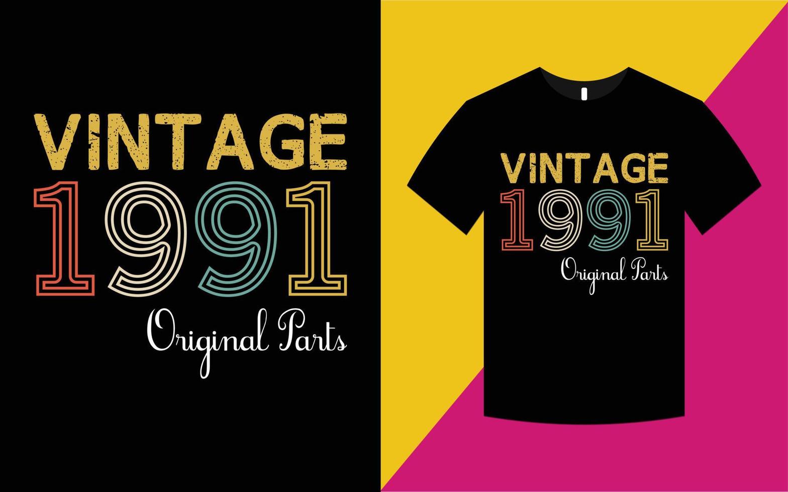modèle de t-shirt graphique vintage anniversaire 1991 vecteur
