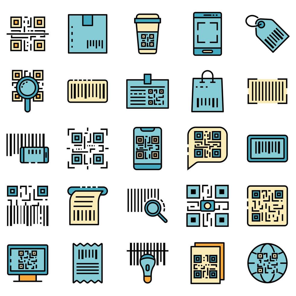 icônes de code qr définies vecteur plat