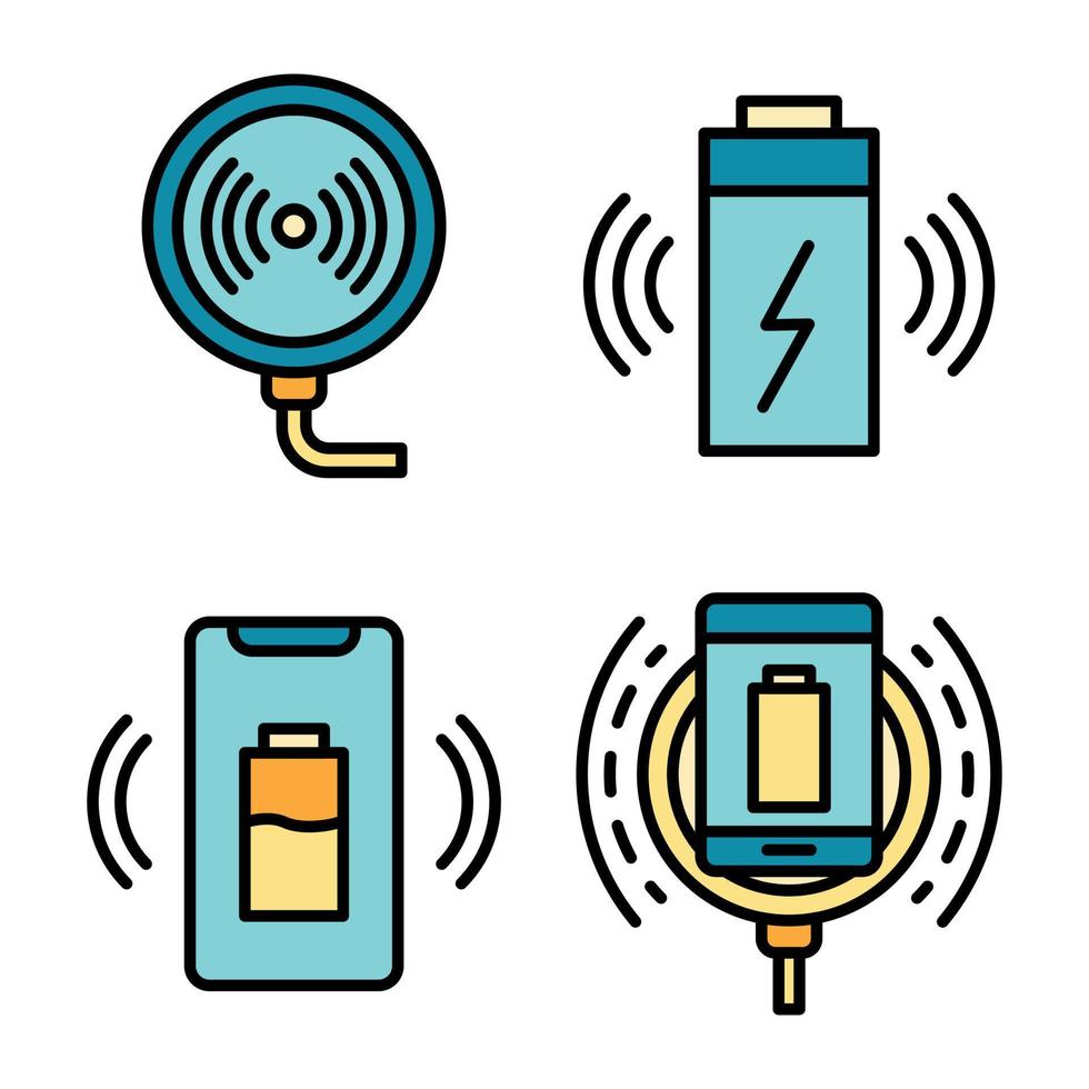 icônes de chargeur sans fil définies vecteur plat