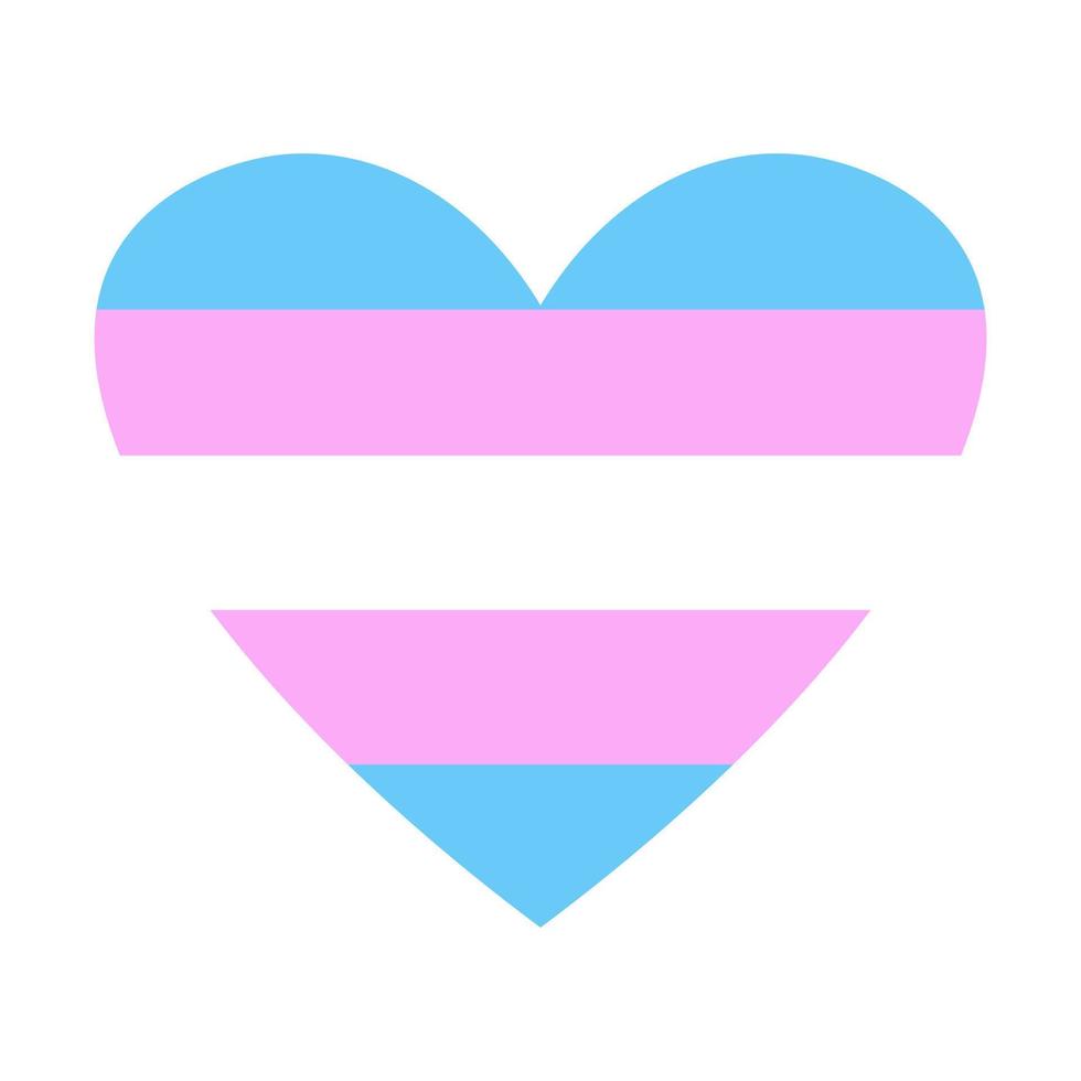 coeur transgenre de vecteur. coeur dans les couleurs bleus, roses et blancs. mois de la fierté. lgbtq. drapeau lgbtq plus transgenre. vecteur