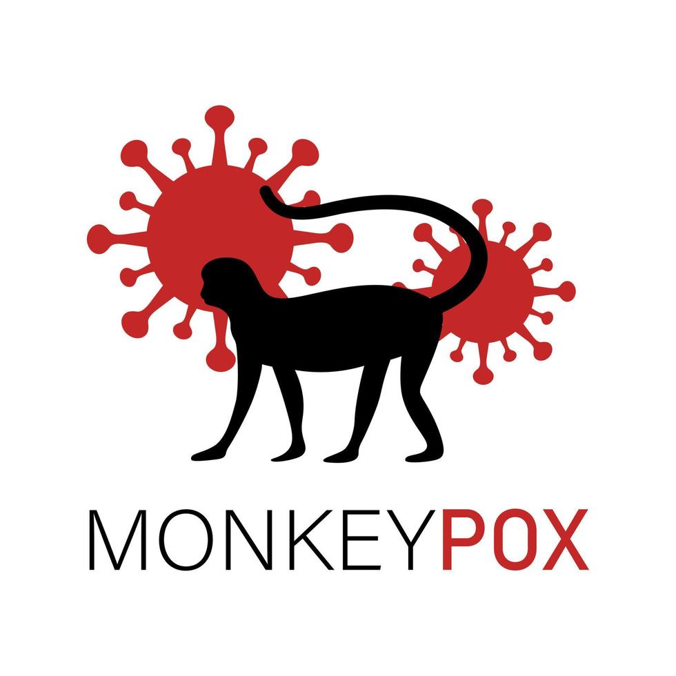 affiche vectorielle du virus monkeypox. silhouette de singe et de virus. concept de virus de la variole. vecteur