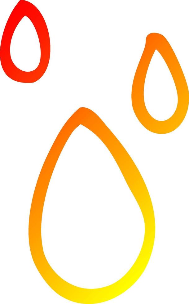 ligne de gradient chaud dessinant des gouttes de pluie de dessin animé vecteur