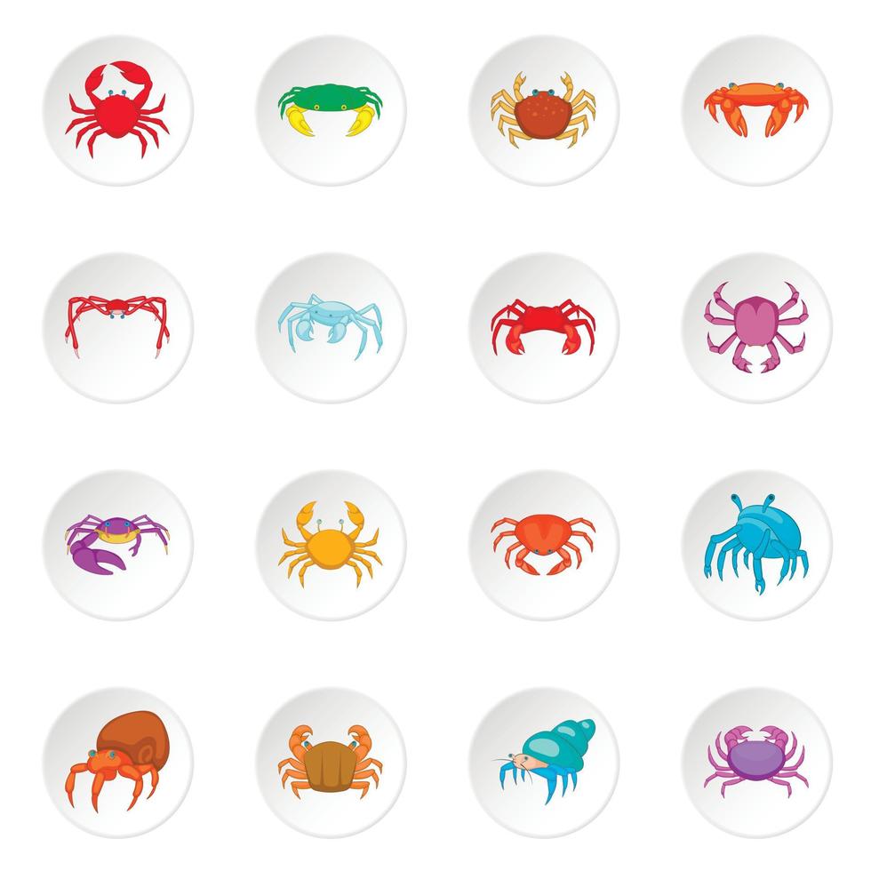 jeu d'icônes de crabe coloré vecteur
