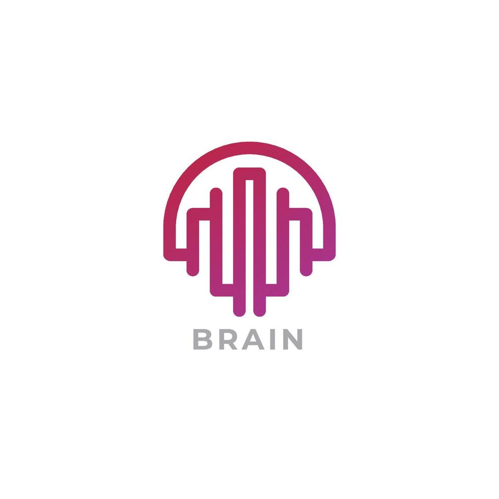 logo du cerveau, combinaison du cerveau avec modèle de logo design plat demi-cercle, illustration vectorielle vecteur