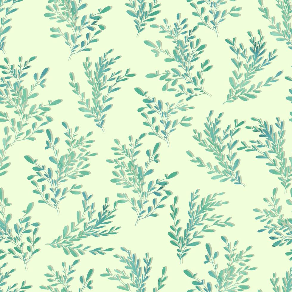 branches aquarelles avec motif vectoriel de petites feuilles sans couture