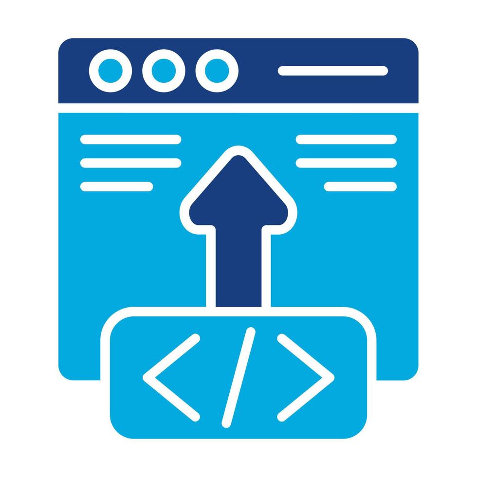 icône de deux couleurs de glyphe de déploiement de code vecteur