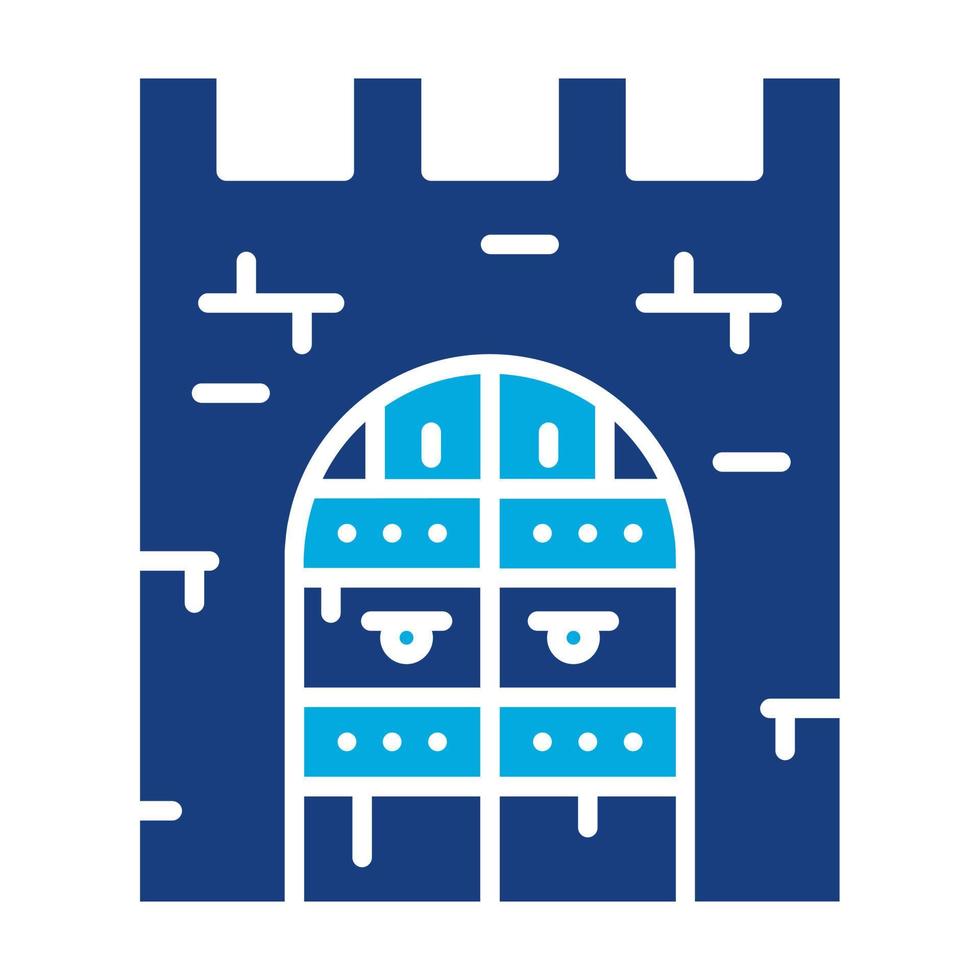 icône de deux couleurs de glyphe de porte de château vecteur